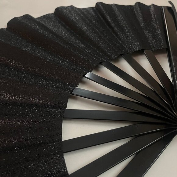 Black Glitter Folding Hand Fan – with Carry Sleeve - Picture 8 of 10